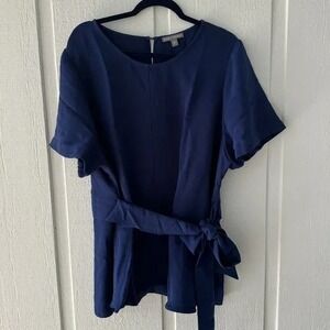 Jessica London BLUE front‎ tie 26W Tunic top